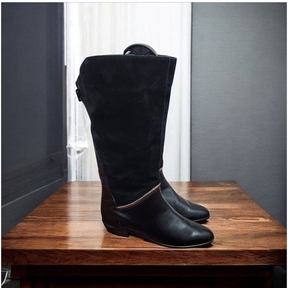 La Vallee Vintage Boots Size 11 Black Leather Pull On New Condition - Picture 1 of 15